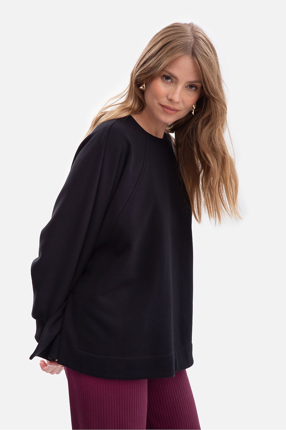 Women's Sweatshirt Oversized Raglan Side Slits Cotton – Sweatshirt | GUOCALI – view 10