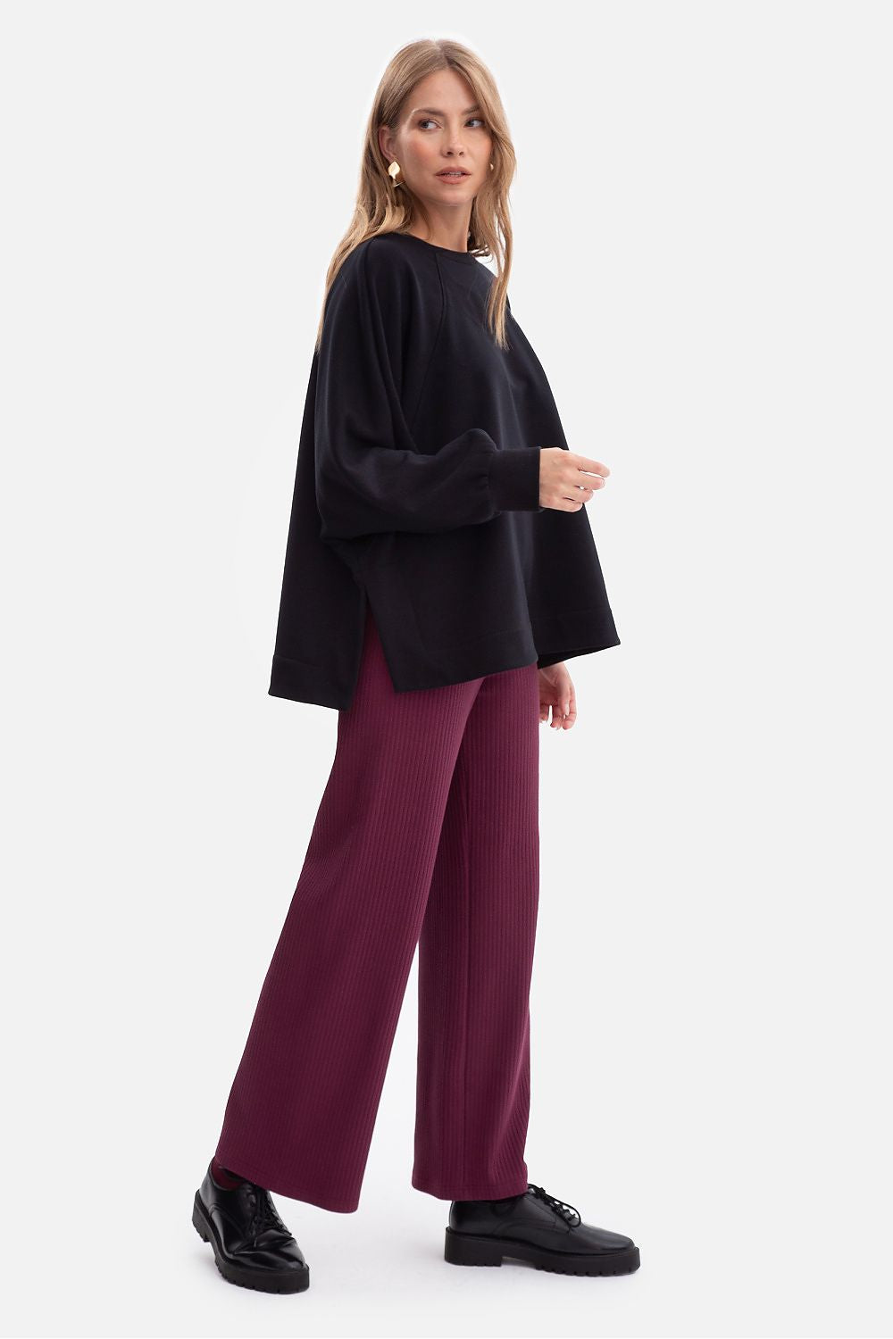Women's Sweatshirt Oversized Raglan Side Slits Cotton – Sweatshirt | GUOCALI – view 11