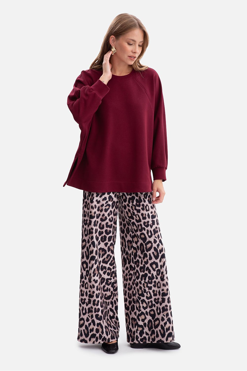 Women's Sweatshirt Oversized Raglan Side Slits Cotton – Sweatshirt | GUOCALI – view 14