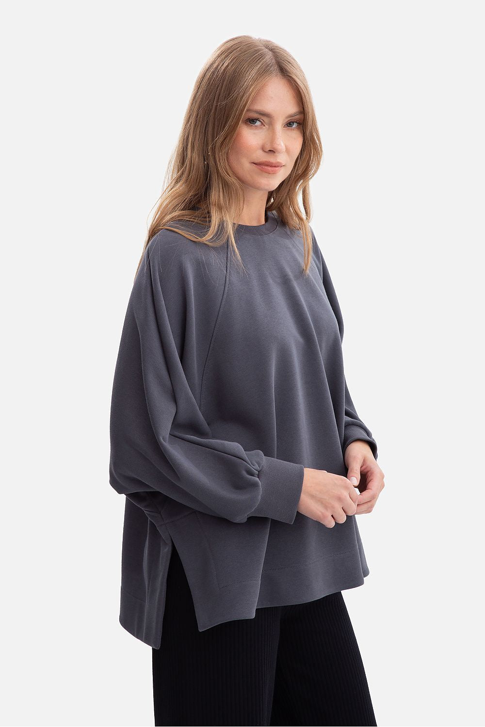 Women's Sweatshirt Oversized Raglan Side Slits Cotton – Sweatshirt | GUOCALI – view 4