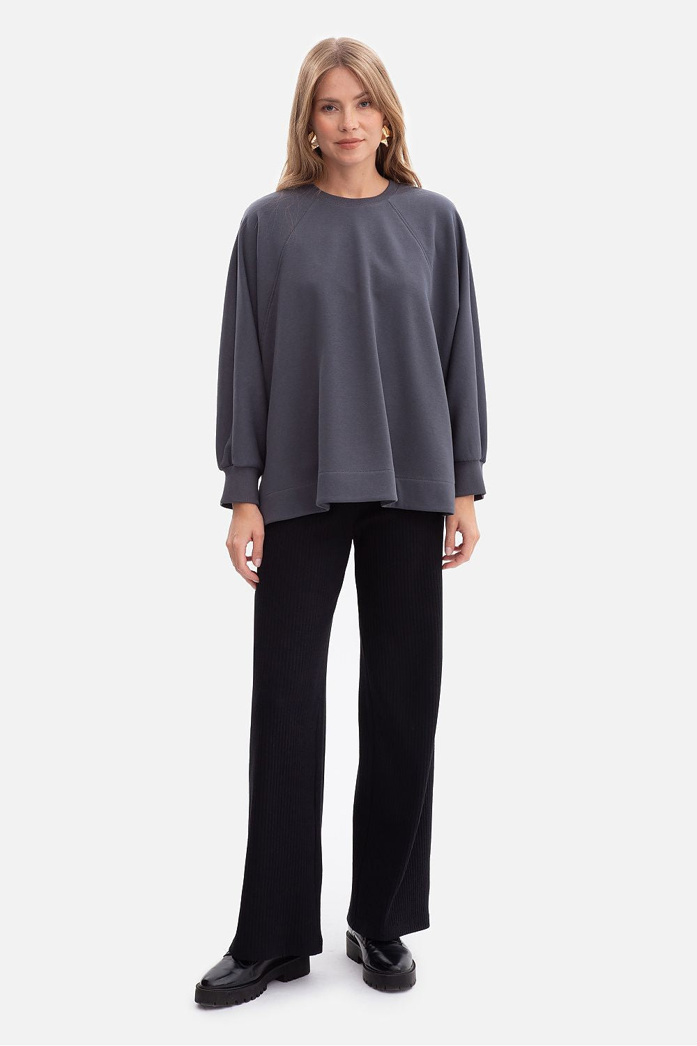 Women's Sweatshirt Oversized Raglan Side Slits Cotton – Sweatshirt | GUOCALI – view 5