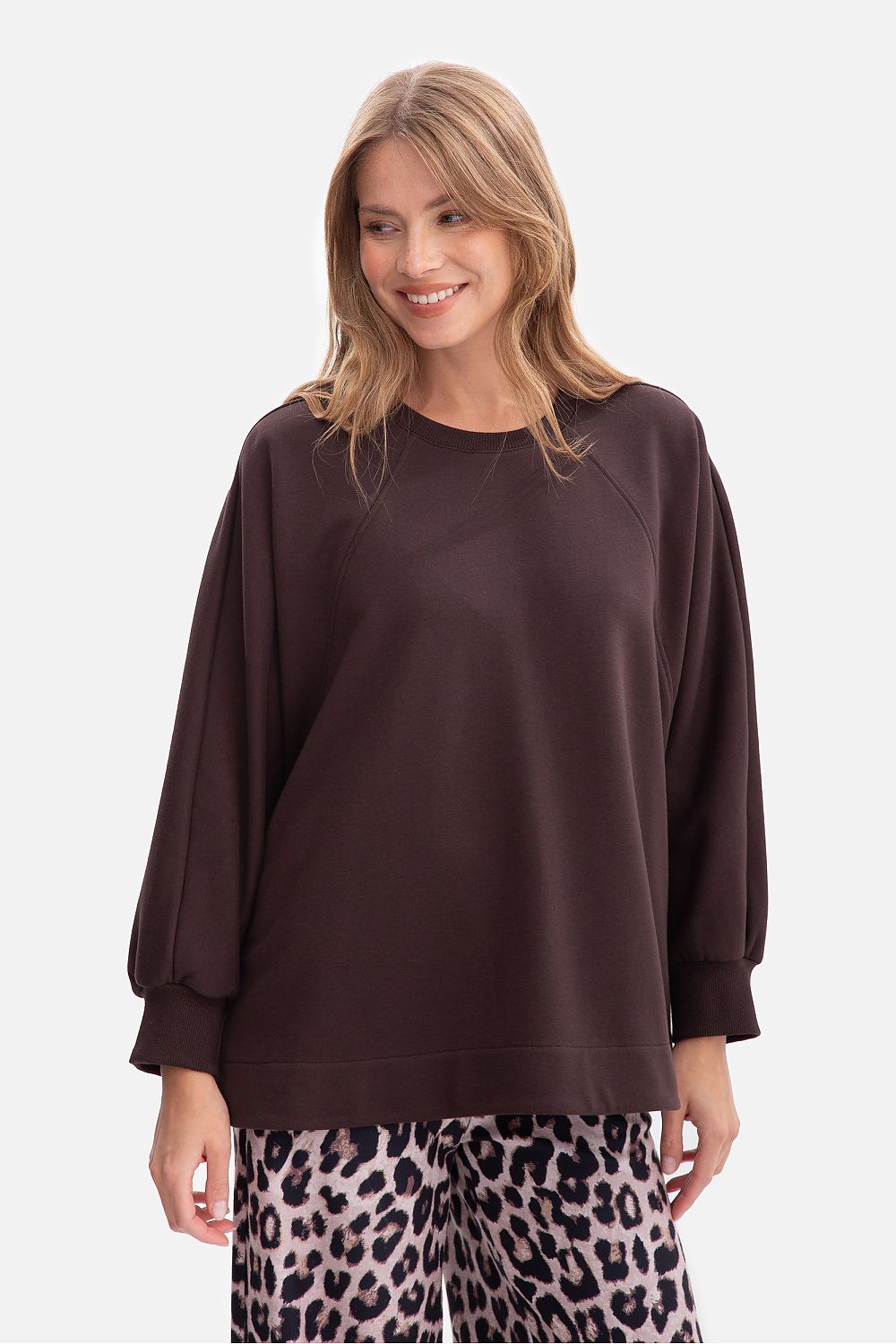 Women's Sweatshirt Oversized Raglan Side Slits Cotton – Sweatshirt | GUOCALI – view 7
