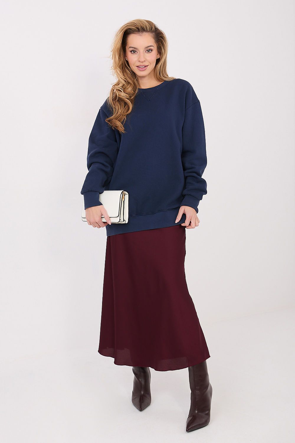 Women's Sweatshirt Plain Crew Neck Loose Fit Cotton Blend – Sweatshirt | GUOCALI – view 2