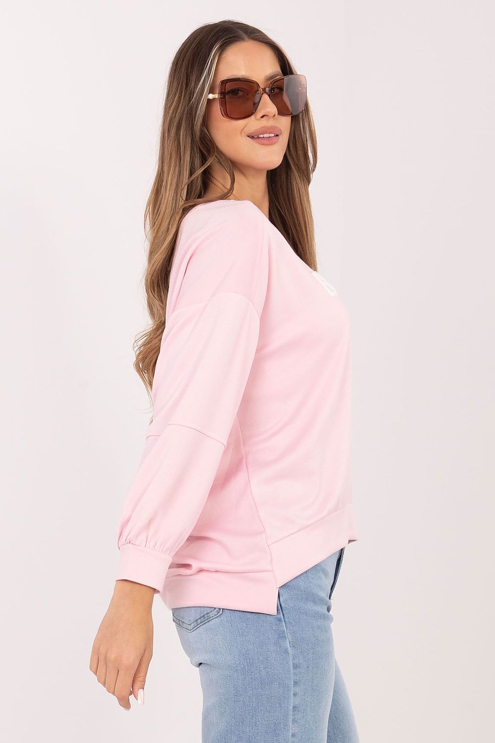Women's sweatshirt pink regular fit casual view