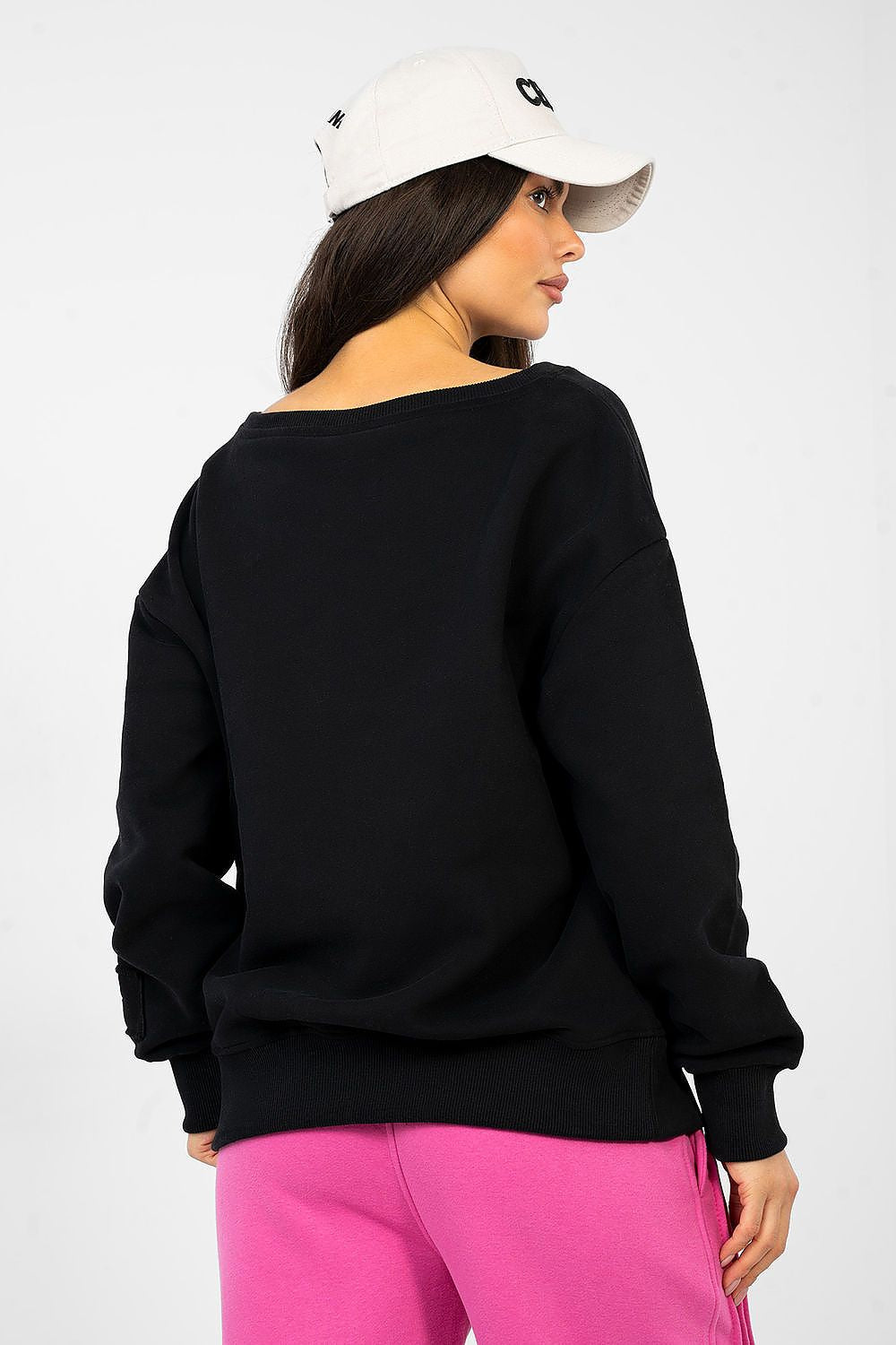 Women's sweatshirt black regular fit casual view