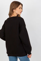 Women's Sweatshirt Striped Crew Neck Black – Sweatshirt | GUOCALI – view 3
