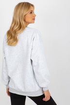 Women's sweatshirt grey striped crew neck casual view