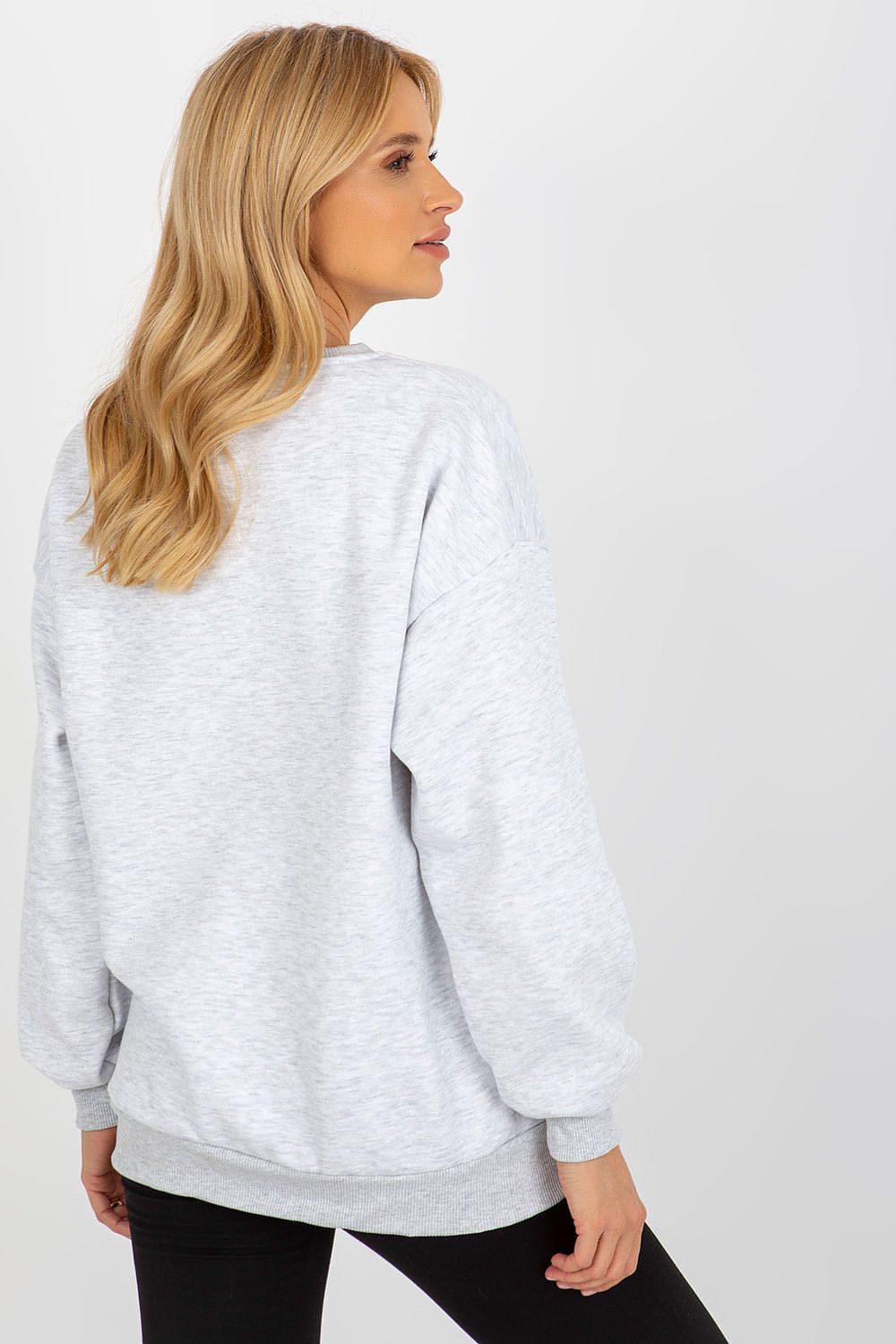 Women's sweatshirt grey striped crew neck casual view