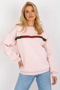 Women's sweatshirt pink striped crew neck front view