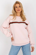 Women's sweatshirt pink striped crew neck front view