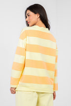 Women's sweatshirt orange striped front view