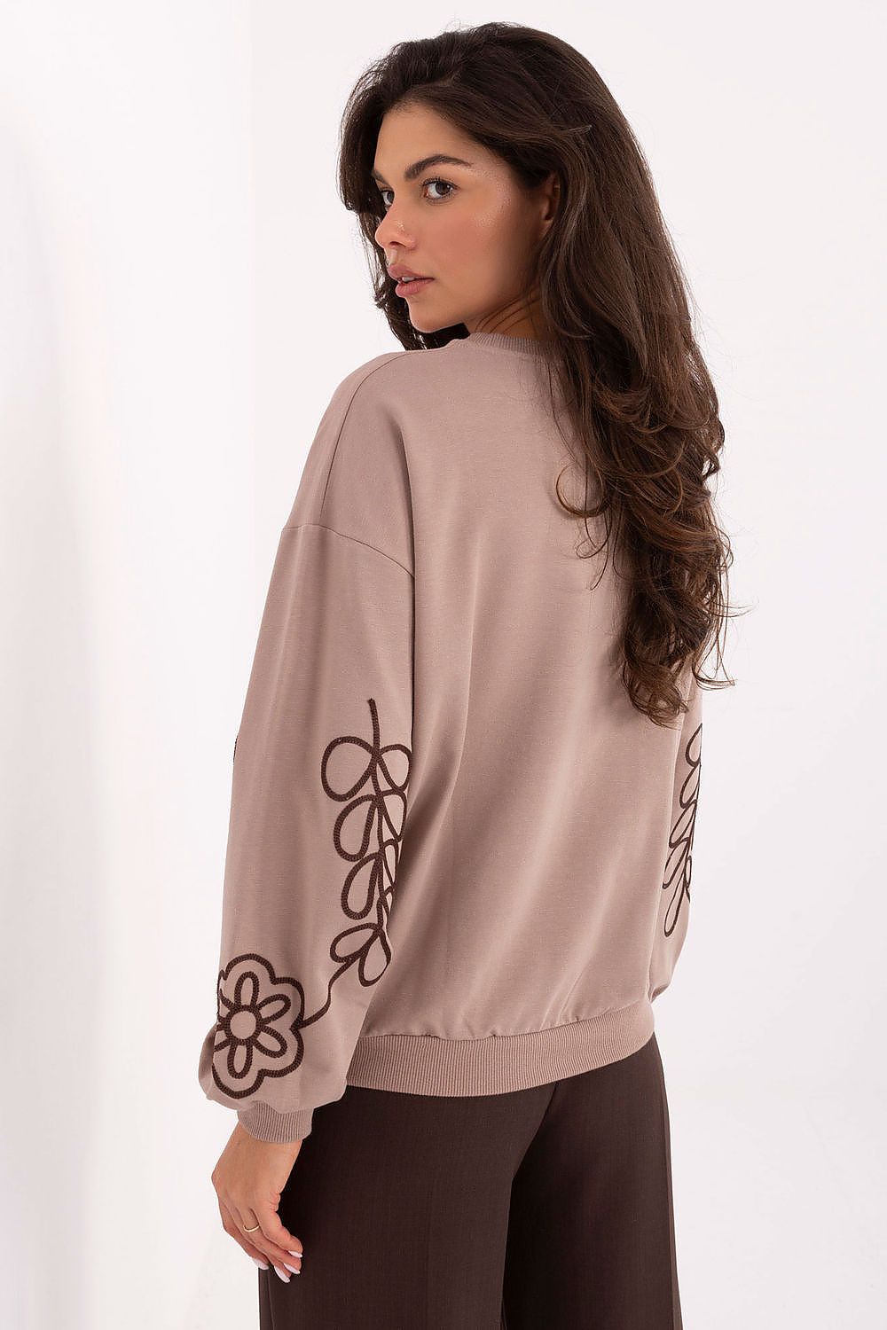 Women's sweatshirt beige cotton casual look