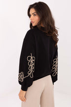 Women's sweatshirt black cotton casual look