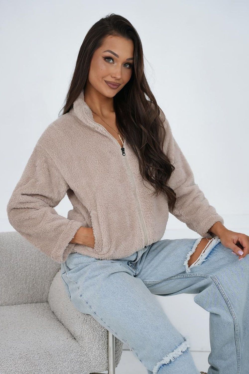 Women's Sweatshirt Teddy Full-Zip Stand Collar – Sweatshirt | GUOCALI
