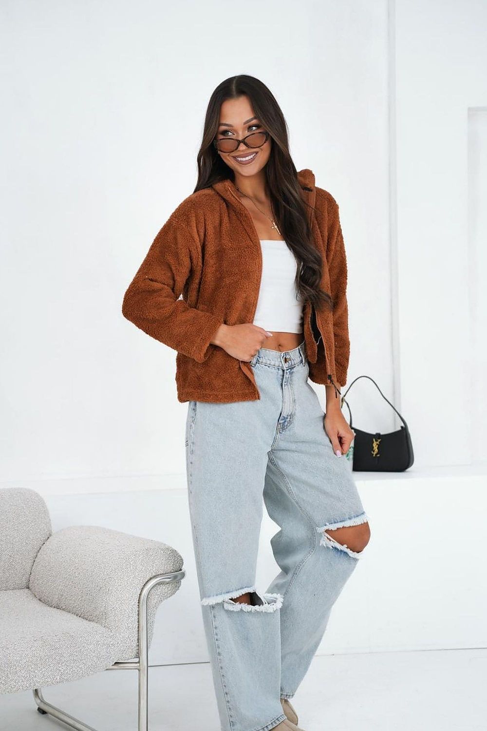 Women's Sweatshirt Teddy Full-Zip Stand Collar – Sweatshirt | GUOCALI – view 12