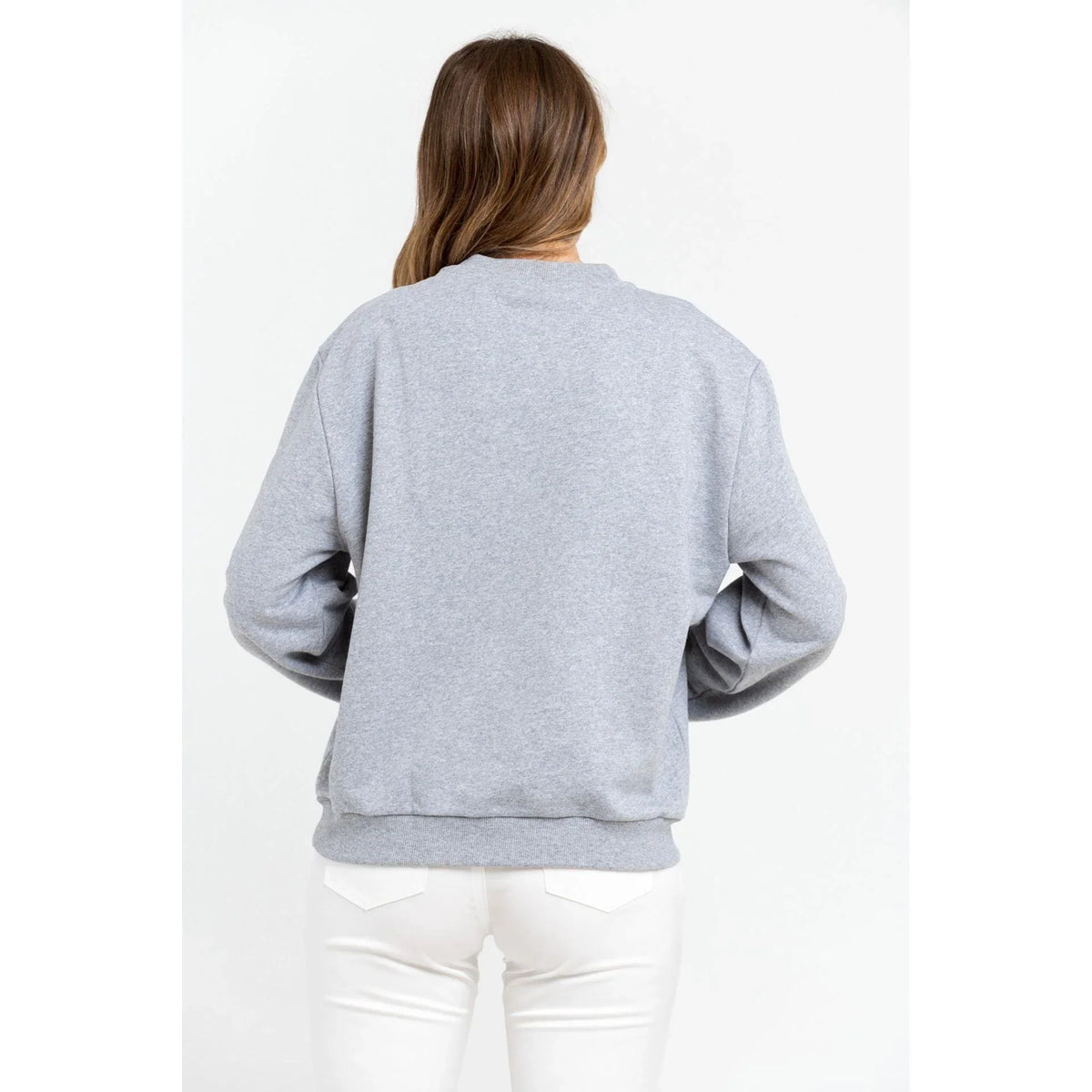 Women's Sweatshirt Trussardi Logo Lettering Crew Neck Grey Blue – Sweatshirt | GUOCALI – view 4