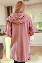 Women's sweatshirt pink button detail view
