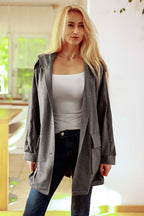Women's Sweatshirt V-Neck Button Longline Stretch Cotton – Sweatshirt | GUOCALI – view 6
