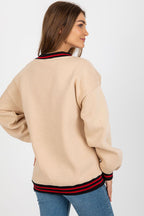 Women's Sweatshirt V-Neck College Print Contrast Ribbing – Sweatshirt | GUOCALI – view 3