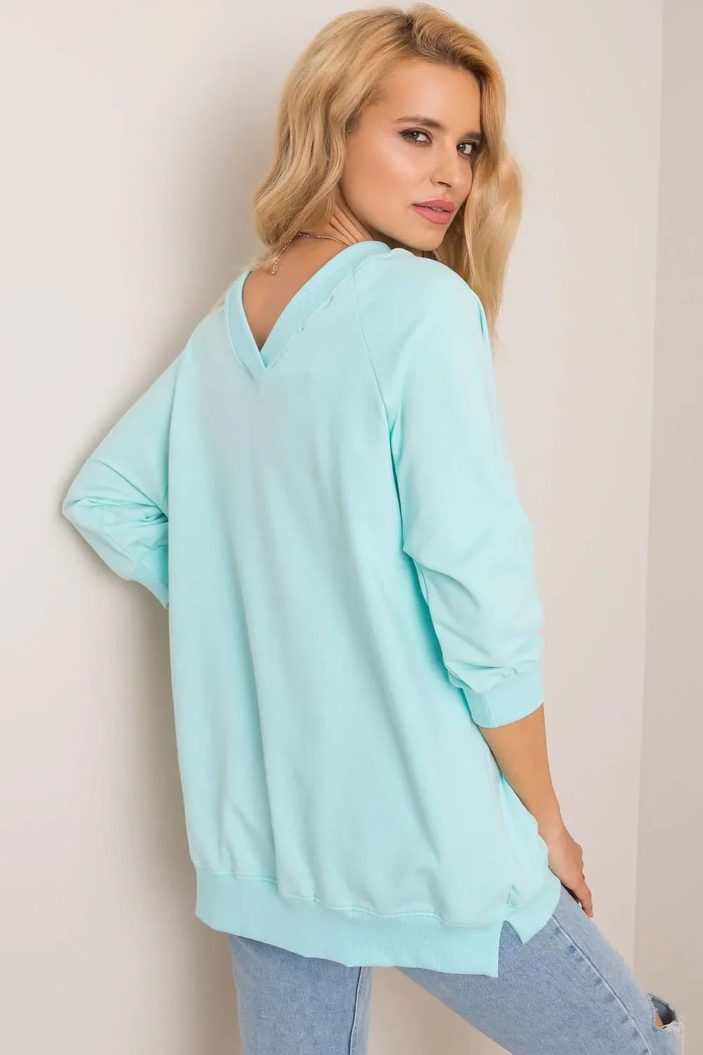 Women's Sweatshirt - V-Neck With Oversized Fit - Guocali