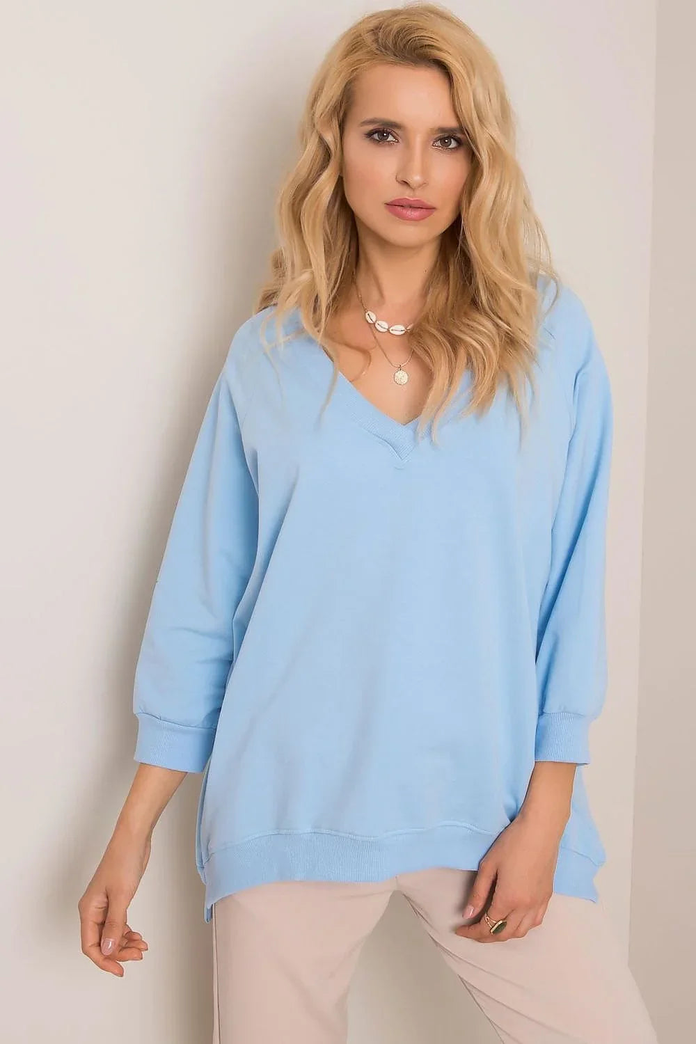 Women's Sweatshirt - V-Neck With Oversized Fit - Guocali