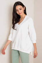 Women's Sweatshirt - V-Neck With Oversized Fit - Guocali