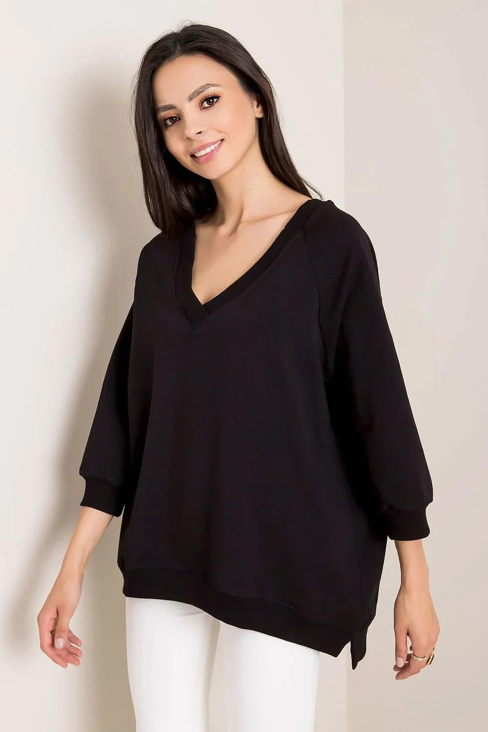 Women's Sweatshirt - V-Neck With Oversized Fit - Guocali