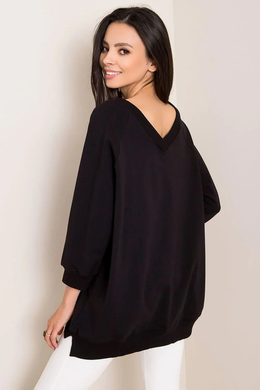 Women's Sweatshirt - V-Neck With Oversized Fit - Guocali