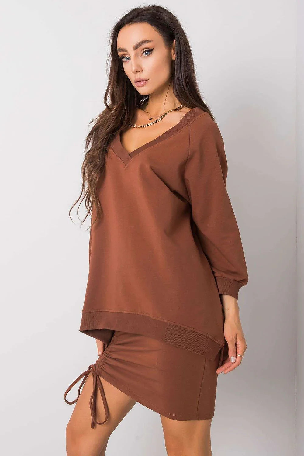 Women's Sweatshirt - V-Neck With Oversized Fit - Guocali