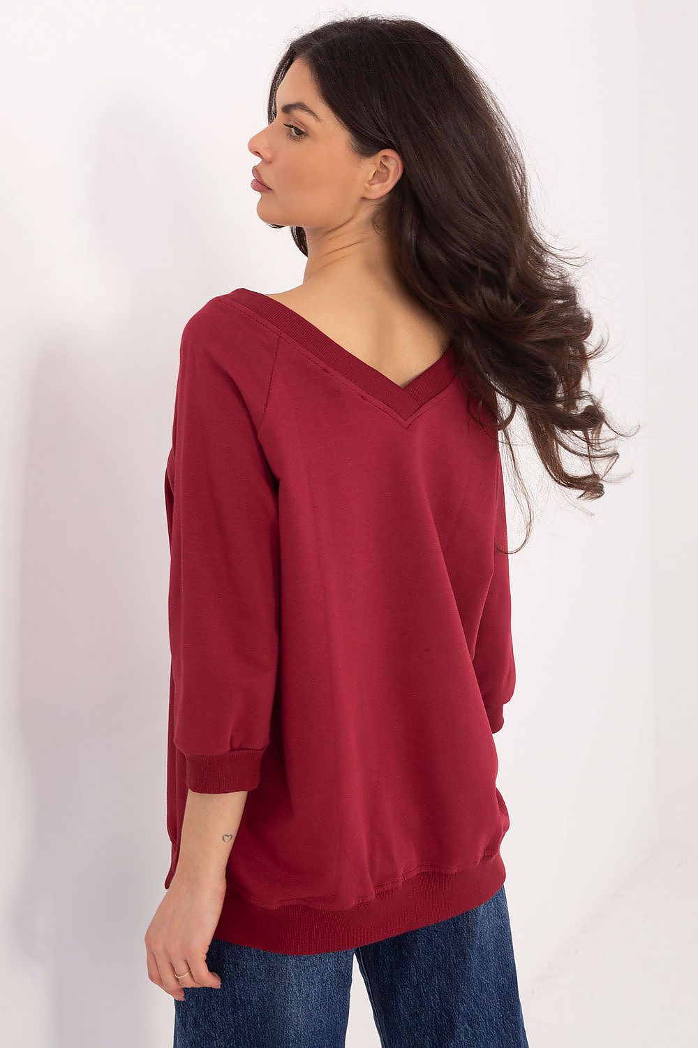 Women's Sweatshirt - V-Neck With Oversized Fit - Guocali