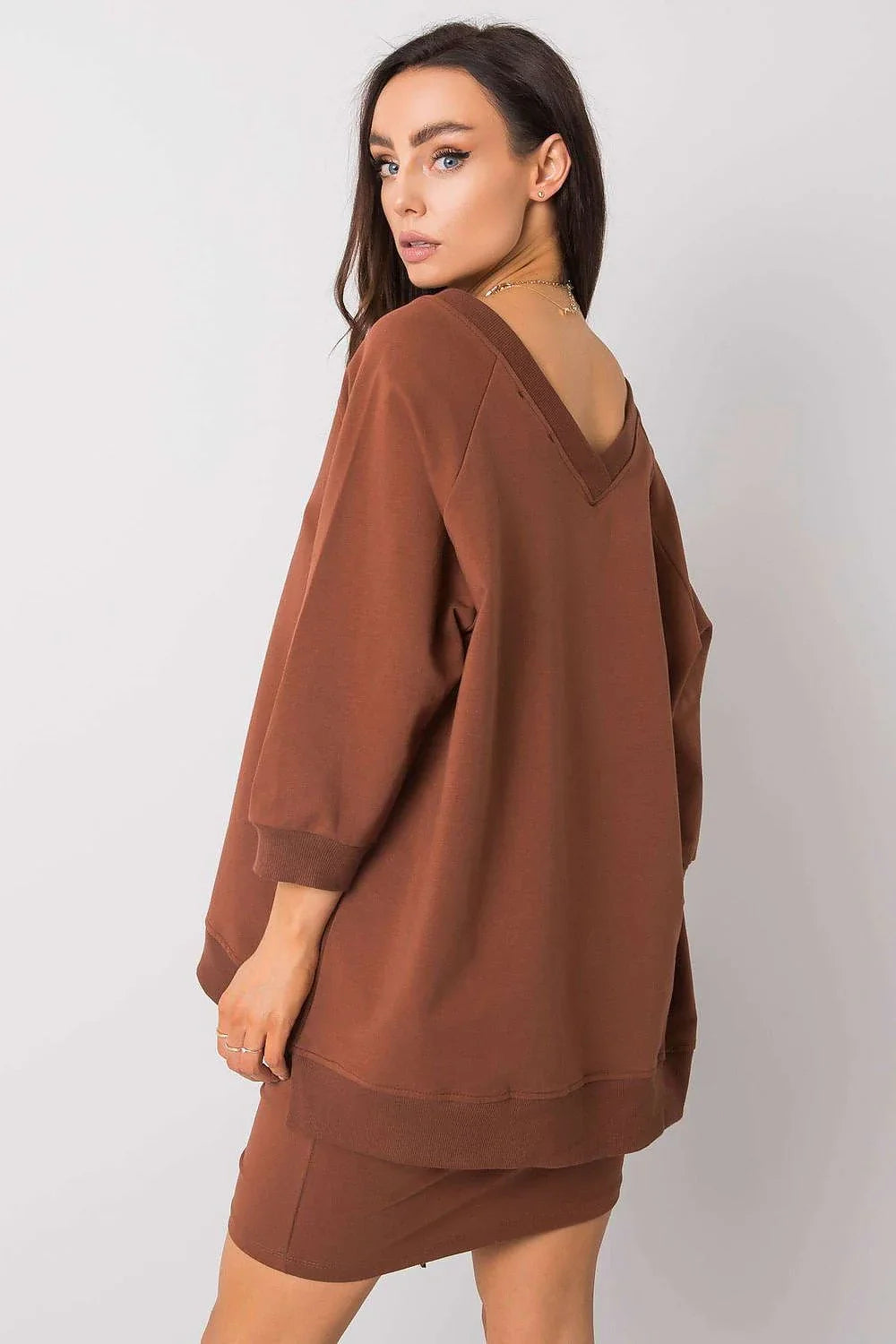 Women's Sweatshirt - V-Neck With Oversized Fit - Guocali