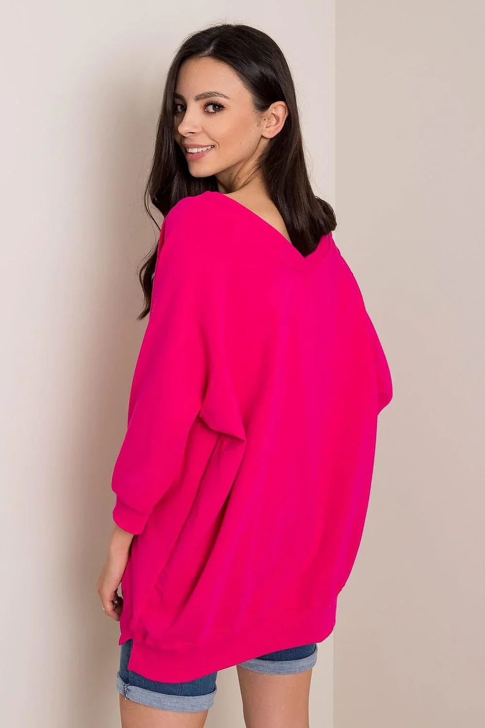 Women's Sweatshirt - V-Neck With Oversized Fit - Guocali