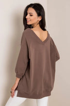 Women's Sweatshirt - V-Neck With Oversized Fit - Guocali
