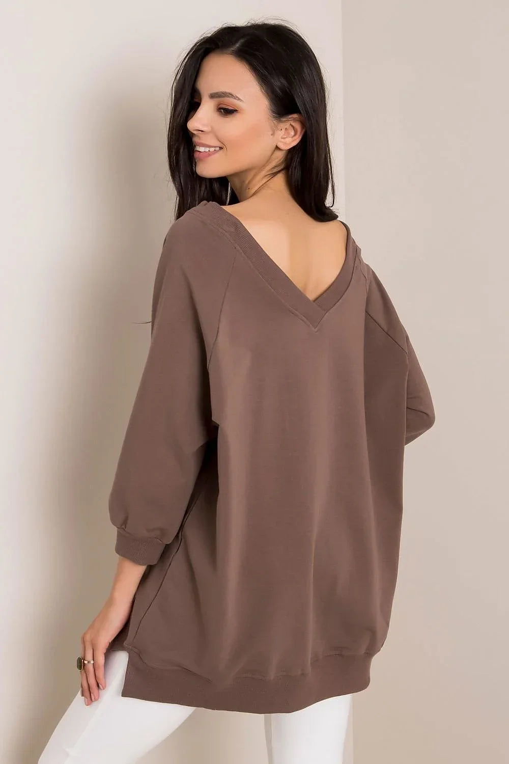 Women's Sweatshirt - V-Neck With Oversized Fit - Guocali