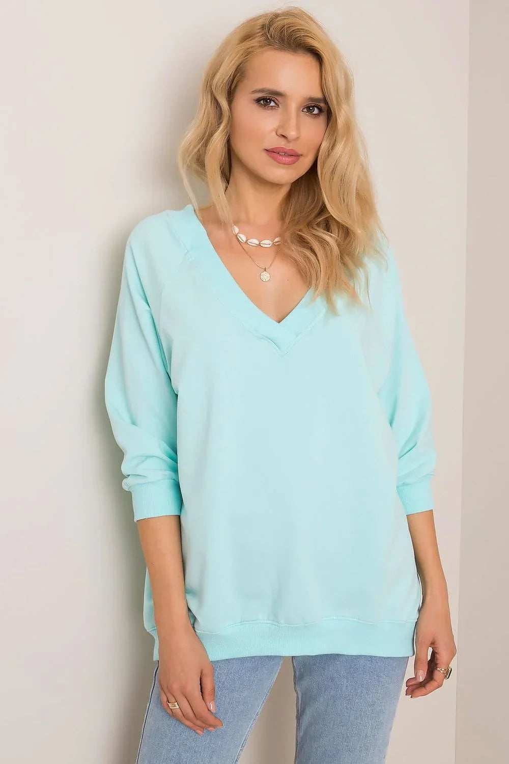 Women's Sweatshirt - V-Neck With Oversized Fit - Guocali