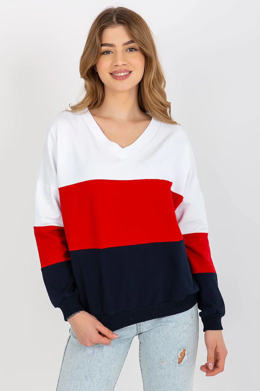 Women's Sweatshirt - V-Neck With Regular Fit - Guocali