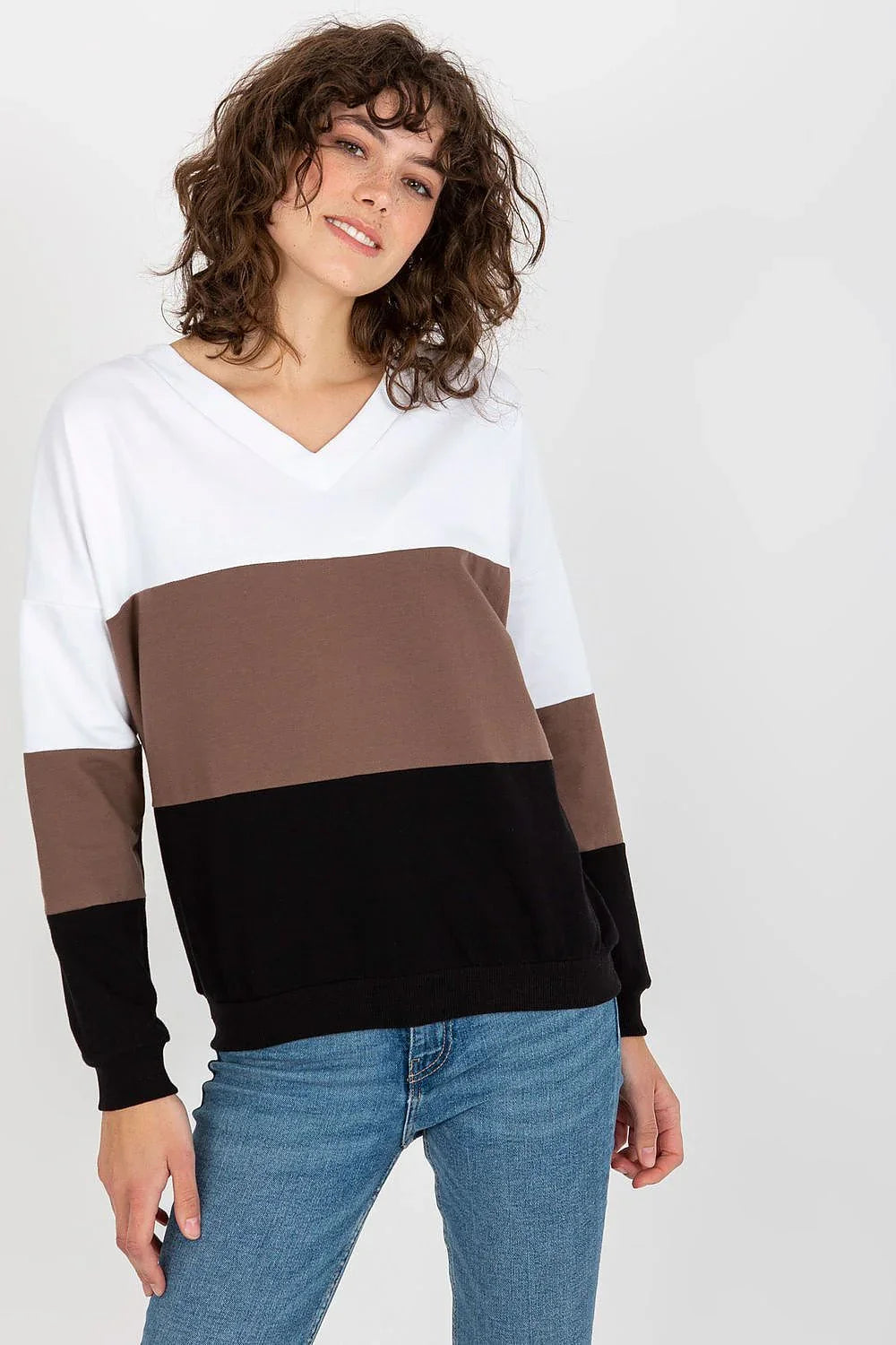 Women's Sweatshirt - V-Neck With Regular Fit - Guocali