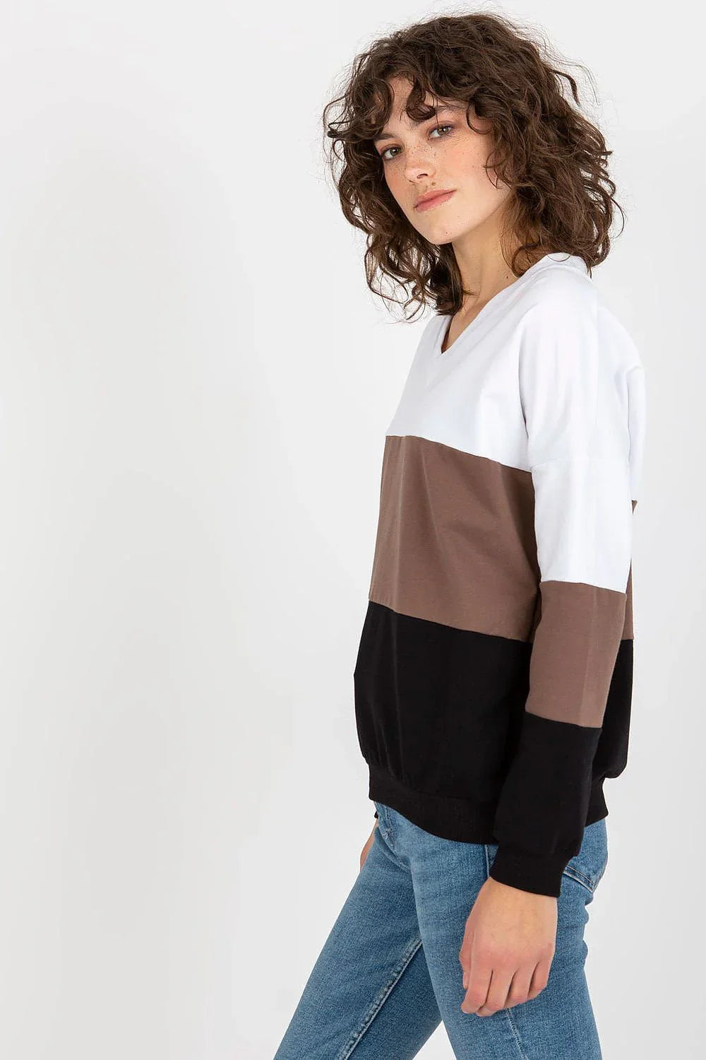 Women's Sweatshirt - V-Neck With Regular Fit - Guocali