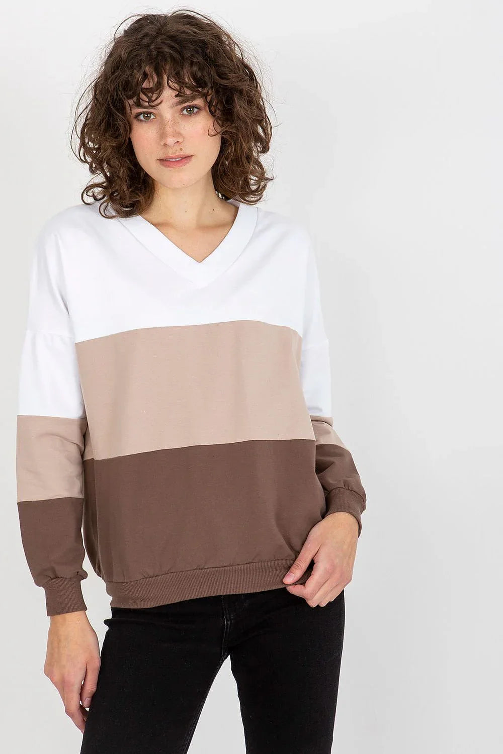 Women's Sweatshirt - V-Neck With Regular Fit - Guocali