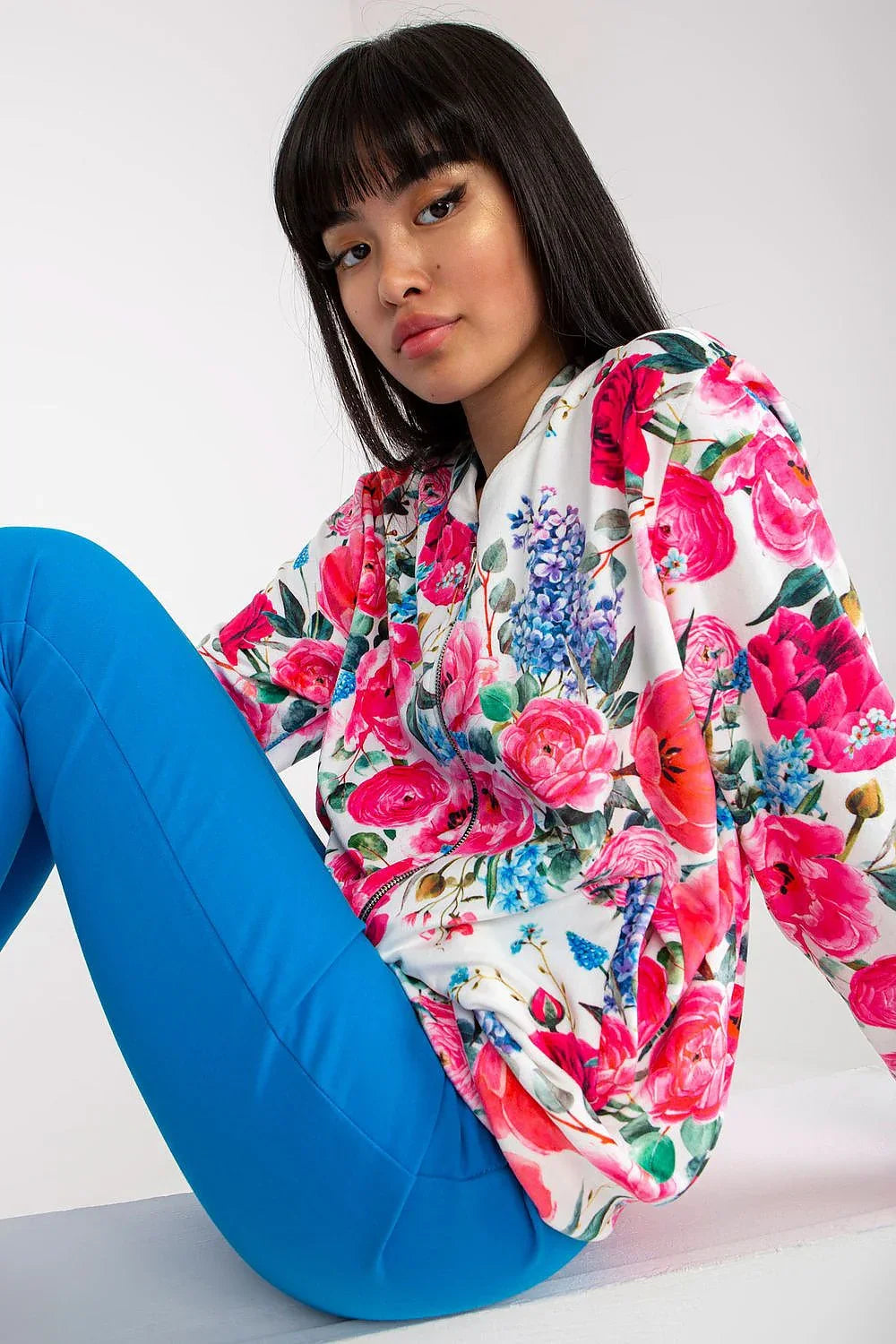 Women's Sweatshirt Zip-Up Graphic Crew Neck Side Pockets Pink – Sweatshirt | GUOCALI – view 3