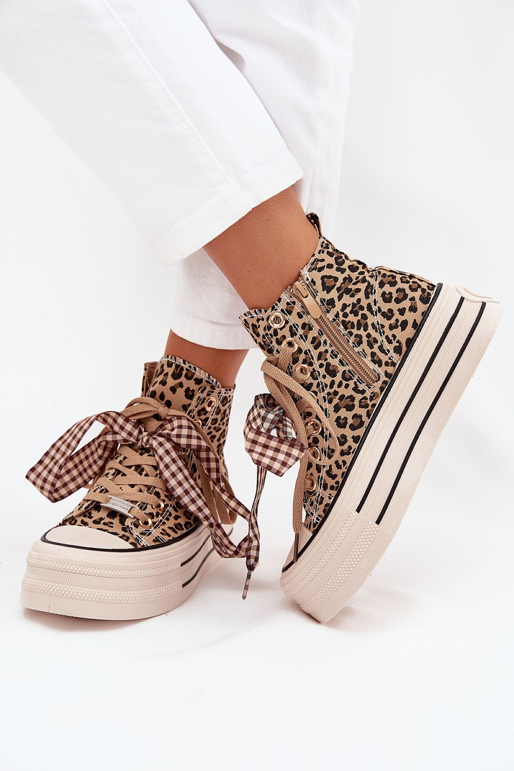 Women's Textile Platform Sneakers – Beige – Sneakers | GUOCALI