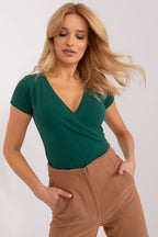 Women's Wrap Blouse - Solid Waist Length - Guocali