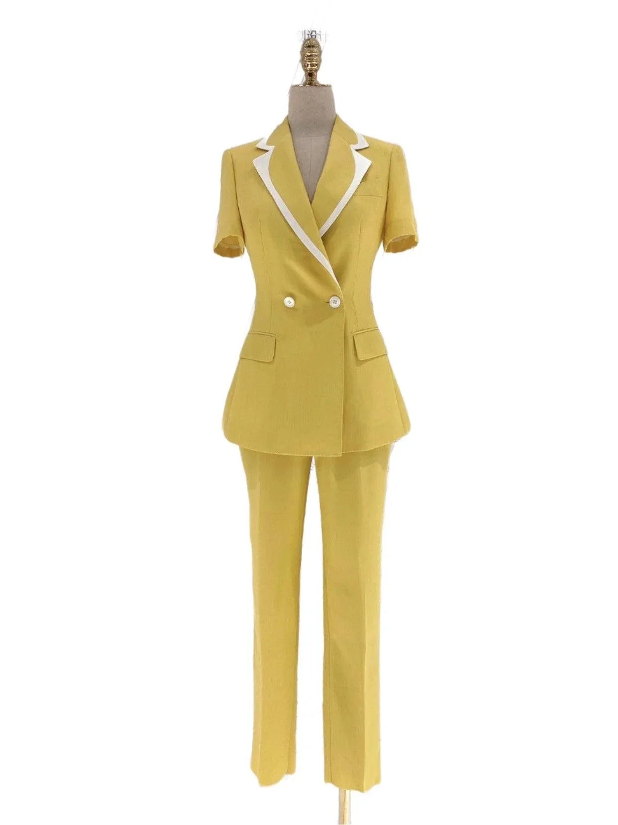 Elegant Women's Pant Suit - Solid Button